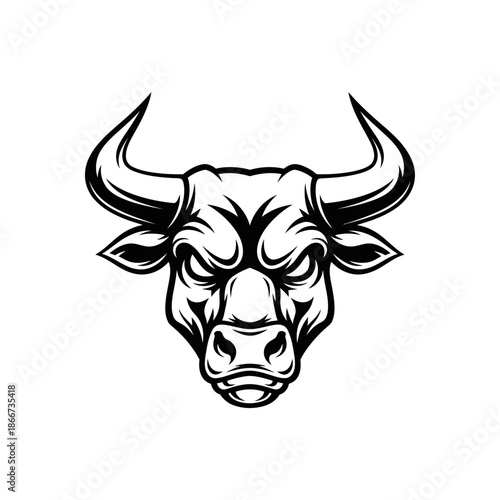 Vector design of bull head logo, symbol, sign, editable EPS 10.