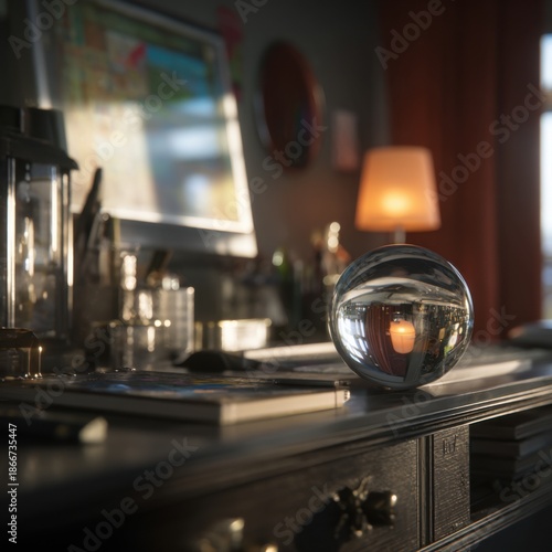 Crystal ball reflecting workspace