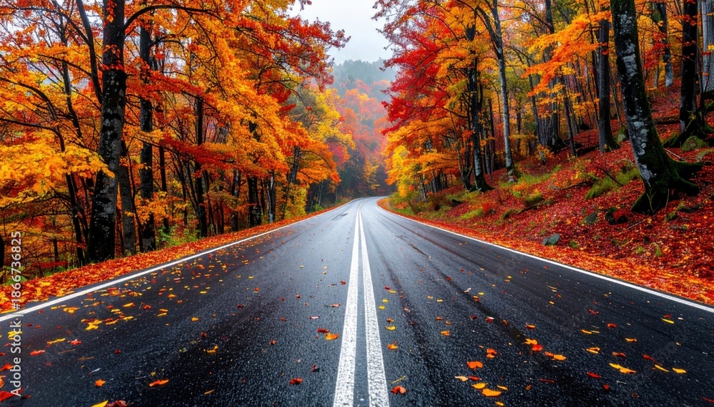 Naklejka premium Autumn Road. (1)