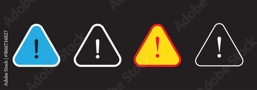 Caution vector icons. Warning icons. Caution alarm sign set. Danger signs. Warning attention icons