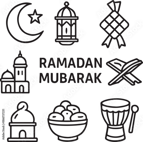 Islamic Ramadan Mubarak Design Elements Collection