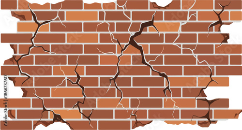 Broken Brick Wall Illustration A Depiction of Damage and Texture, Realistic and Detailed