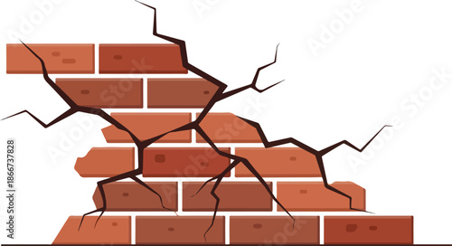 Cracked brick wall illustration showing damage and deterioration with visible fractures and imperfections