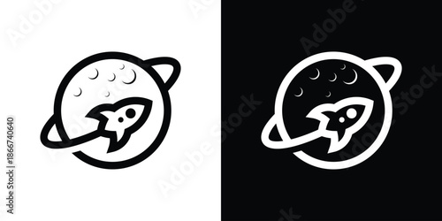logo combines a rocket and a planet in a dual-meaning design. The rocket symbolizes ambition and progress, while the planet represents vision and long-term goals, creating a modern, dynamic