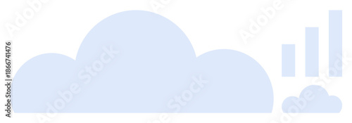 Cloud computing. Symbol of cloud and bar chart portray cloud computing and data growth. Cloud computing services boosting efficiency and technology adoption. For tech, data analysis, IT solutions