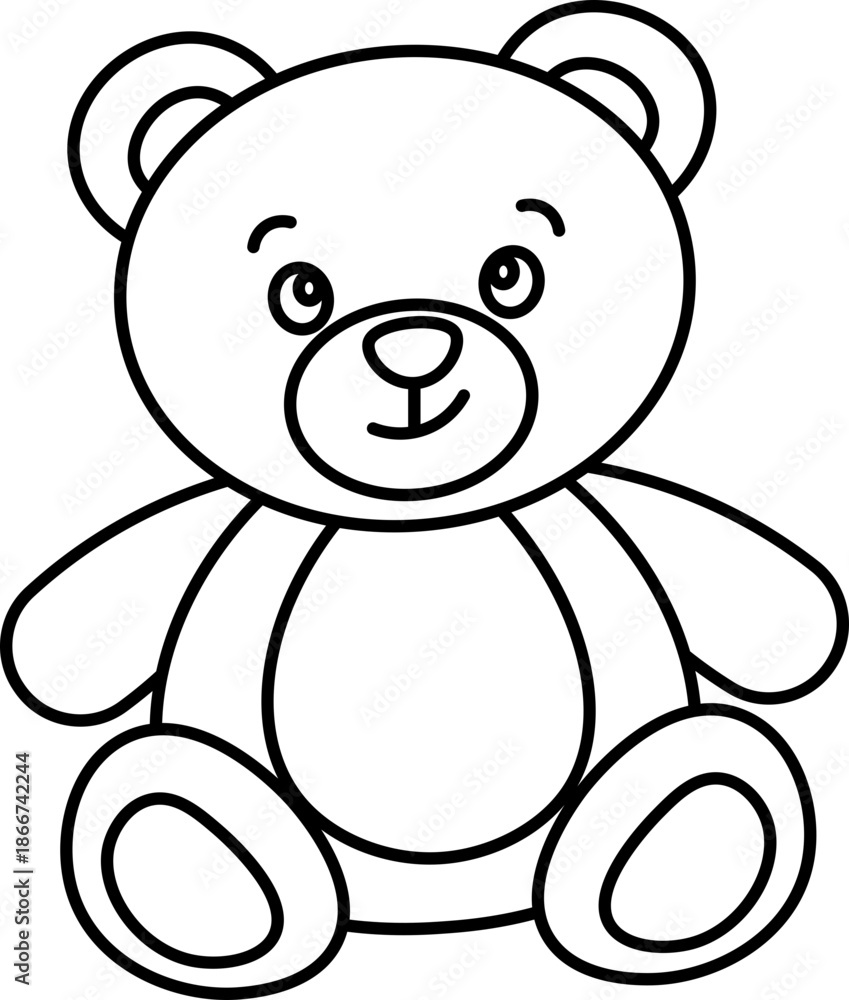 Fototapeta premium Illustration of cartoon bear vector outline