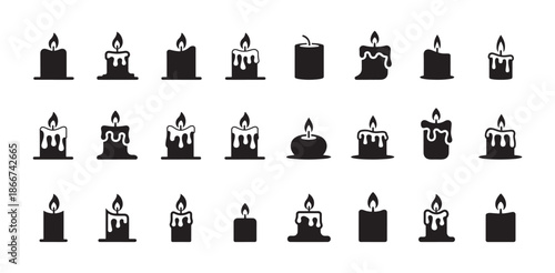 Simple burning candles vector set for various occasions and lighting needs design elements