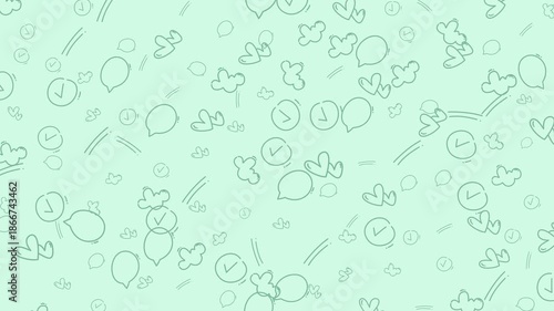 Light green background with speech cloud doodles perfect for presentations, social media posts, or marketing materials needing a fun touch