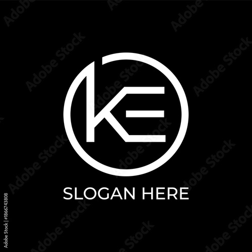 KE initial letter and circle vector logo design
