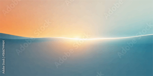 A beautiful summer landscape of a golden sunset and sunrise over the calm blue sea water where sunlight reflects off ocean waves under a cloudy sky and bright horizon nature