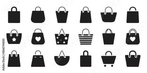 Shopping bag set, retail packet, store container, ecommerce handbag, market purchase carryall
