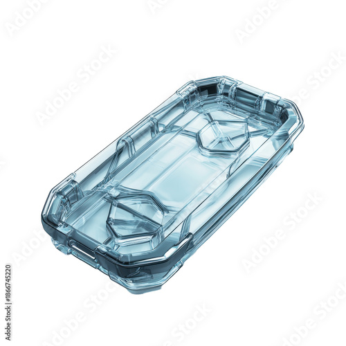 Futuristic transparent phone case geometric clarity design isolated on white background
