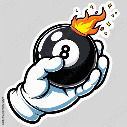 vector image of a flaming billiard ball