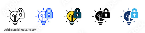 Idea Lock Icon Collection With Multiple Styles