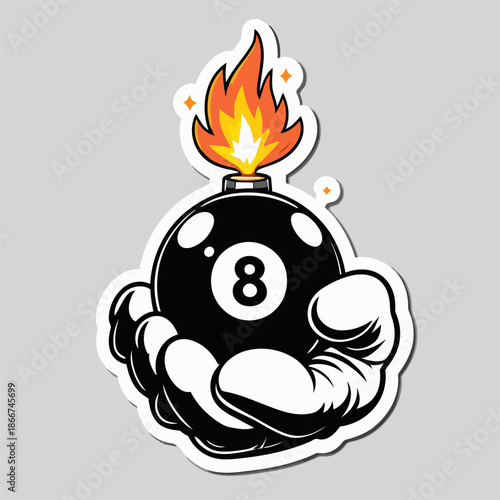 vector image of a flaming billiard ball