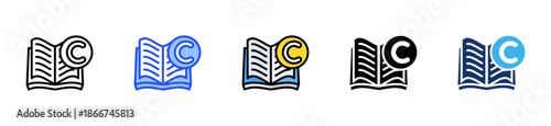 Copyright Book Icon Collection With Multiple Styles