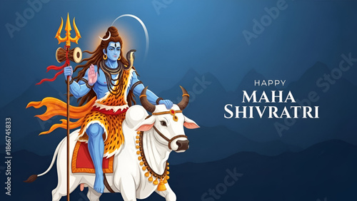 Shiva riding nandi sacred hindu devotion showing mahadev blessing spiritual power faith divine festival artwork for maha shivaratri and commercial design