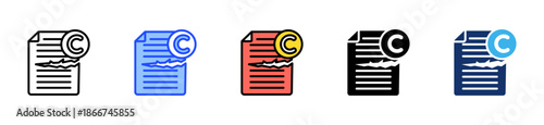 Copyright Infringement Icon Collection With Multiple Styles