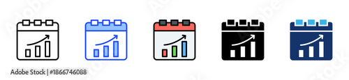 Monthly Report Icon Collection With Multiple Styles