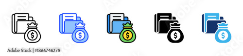 Currency Portfolio Icon Collection With Multiple Styles