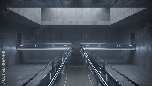 Wallpaper Mural Empty square room with Walkway bridge connecting science fiction Torontodigital.ca