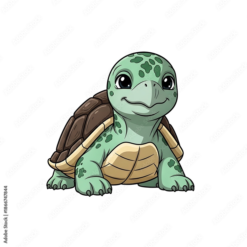 Obraz premium Cute cartoon turtle smiling face.