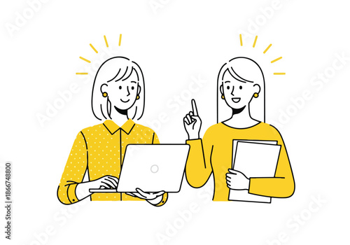 Collaborative learning session - Lifestyle Illustration, Flat Line Art, Flat Style Illustration, Flat Line Illustration, Cartoon Line Illustration, Modern Outline Flat Illustration