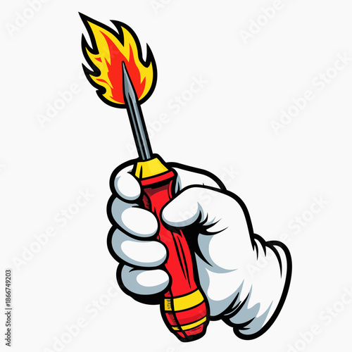 vector image of a flaming screwdriver