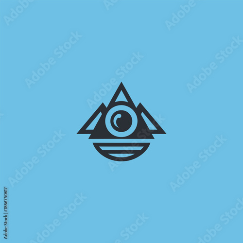Eye and mountain logo representing vision, focus, and higher perspective.