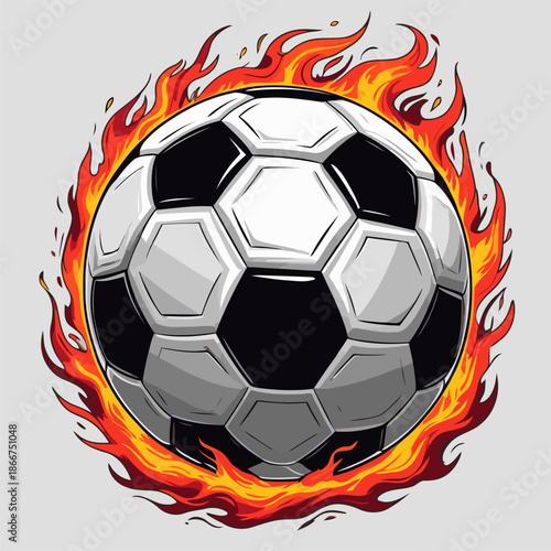vector image of a flaming soccer ball