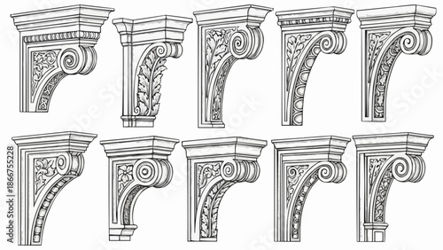 Collection of Decorative Architectural Corbel Designs.