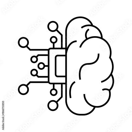 Brain Circuit Icon. AI Brain and Artificial Intelligence Vector Symbol.