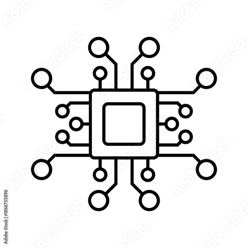 Artificial intelligence AI processor chip icon.AI Processor circuit vector. Mini AI CPU icon