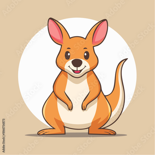 Cute Kangaroo Character Illustration Standing with Friendly Smile Cartoon Vector