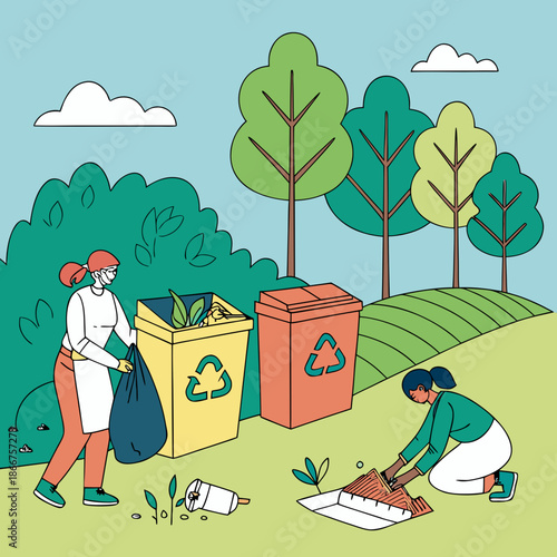 Community recycling and cleanup effort