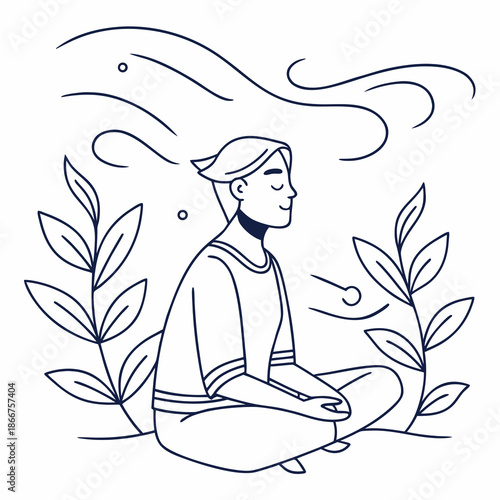 Person meditating in nature