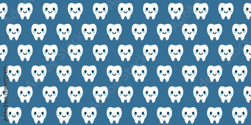 かわいい歯のシームレスな背景画像（Cute teeth seamless background image）

