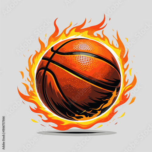 fiery basketball vector image