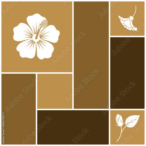 Elegant geometric floral design with an arrangement of brown hues. This design combines aesthetic appeal with a sense of order and botanical interest