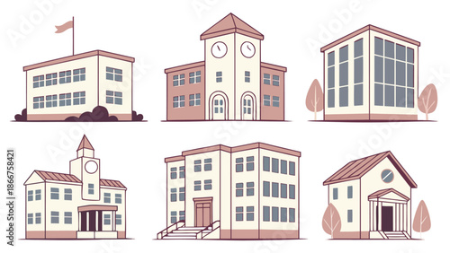 school building icons with vector illustration