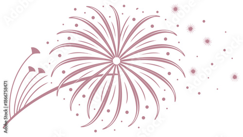 Pink Fireworks Explosions Isolated background