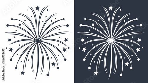 Firework explosion with stars Isolated background