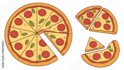 Pepperoni Pizza Slices Isolated background