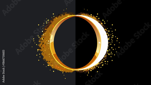 Golden Ring Eclipse Effect Isolated background