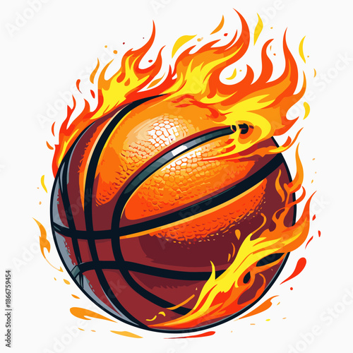 fiery basketball vector image