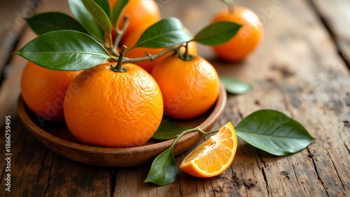 oranges on wooden table