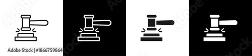 Court Gavel Line N Glyph Icon Style In White And Background