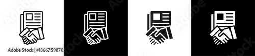 Legal Agreement Line N Glyph Icon Style In White And Background