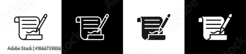 Contract Signing Line N Glyph Icon Style In White And Background