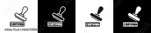 Certified Stamp Line N Glyph Icon Style In White And Background